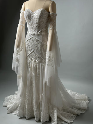Floral Lace Gown with Long Sleeves and Mermaid silhouette