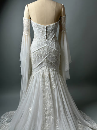 Floral Lace Gown with Long Sleeves and Mermaid silhouette