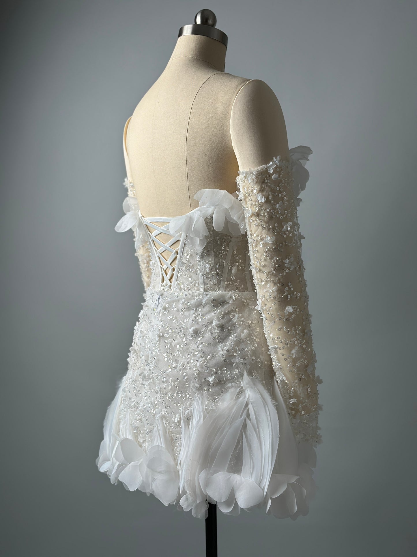 Short Floral Lace Wedding Dress Bridal Mini Chelsea