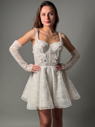Short Lace A-line Wedding Dress Bridal Mini Daisy - Dresses Dioma