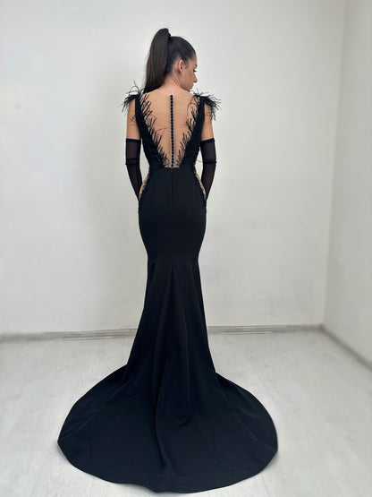 Black Lace Gothic Mermaid Gown Alternative