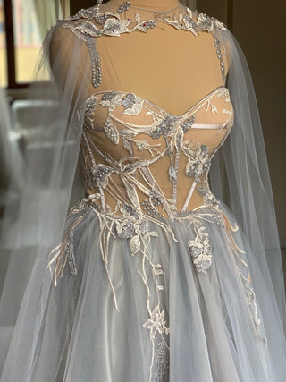 Whimsical Floral Embroidered Gown - Dresses Dioma
