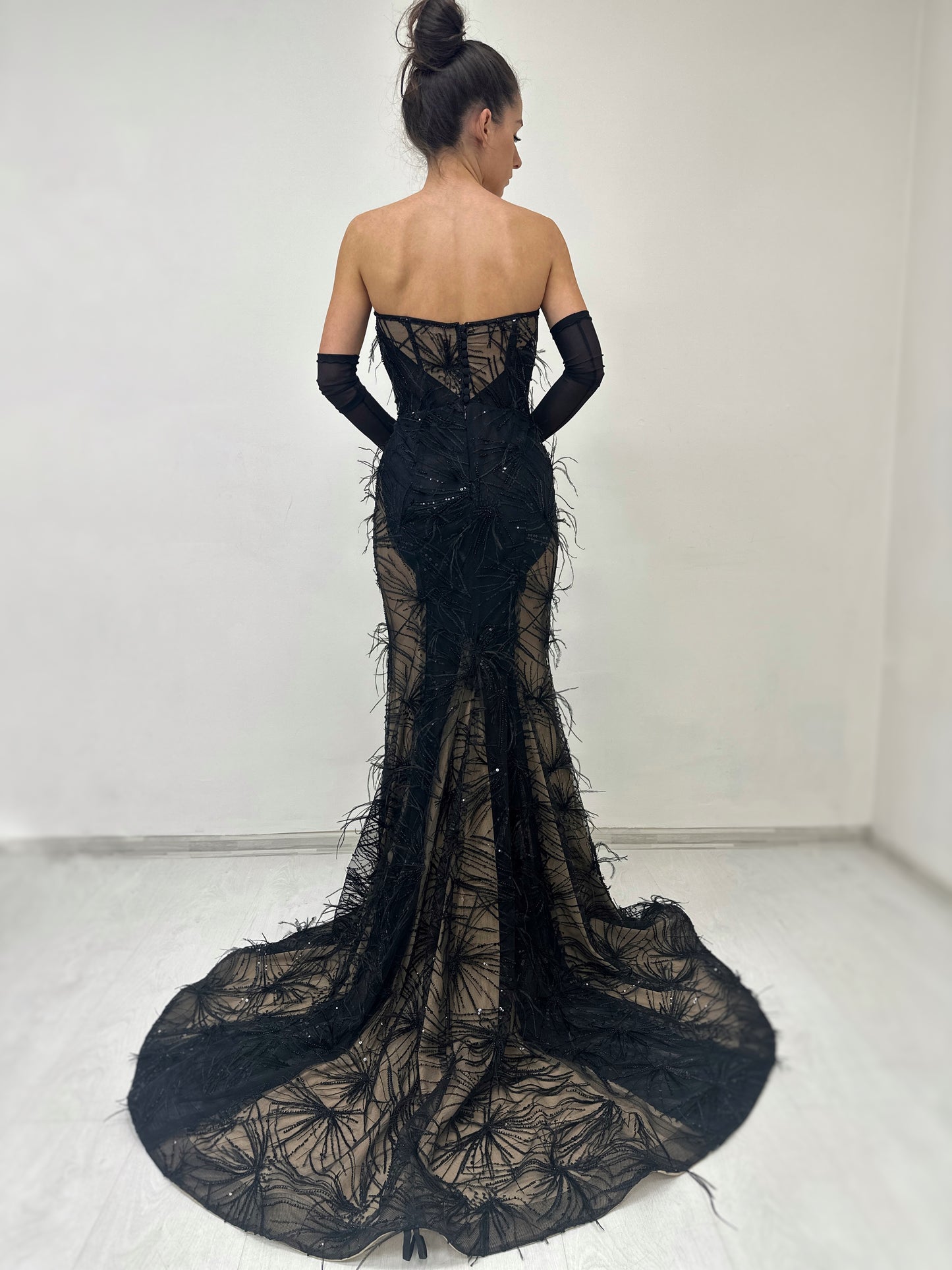 Black Lace Elegant Mermaid Trumpet Dress Amber