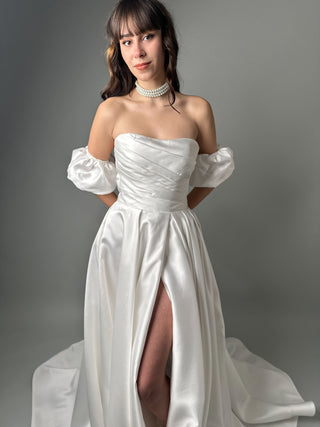 Elegant Classic Luxury Mikado A-line Wedding Dress Amelia - Dresses Dioma