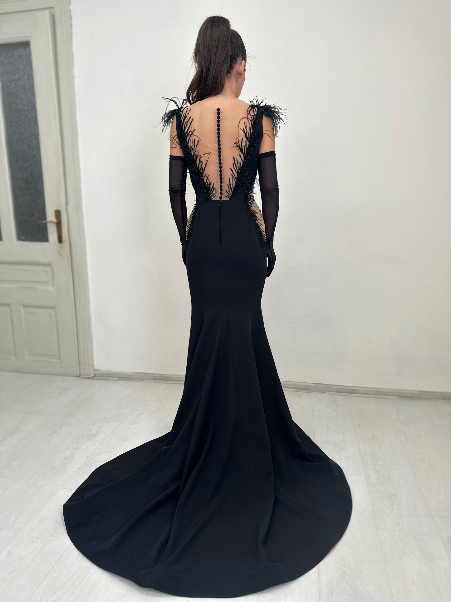 Black Lace Gothic Mermaid Gown Alternative