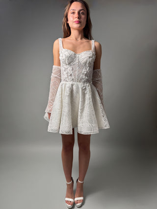 Short Lace A-line Wedding Dress Bridal Mini Daisy - Dresses Dioma