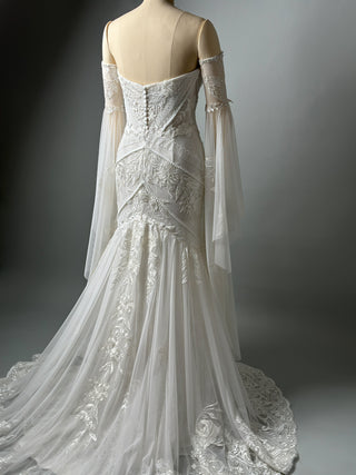 Floral Lace Gown with Long Sleeves and Mermaid silhouette