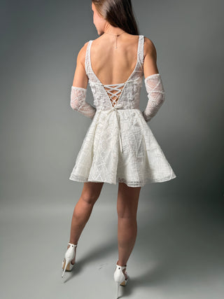 Short Lace A-line Wedding Dress Bridal Mini Daisy - Dresses Dioma