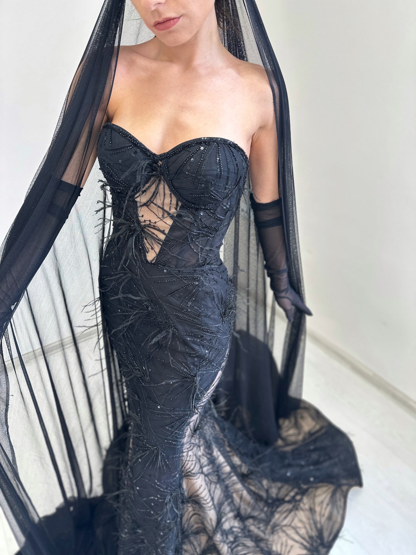 Black Lace Elegant Mermaid Trumpet Dress Amber