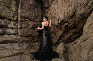 Black wedding dress low back - Dresses Dioma