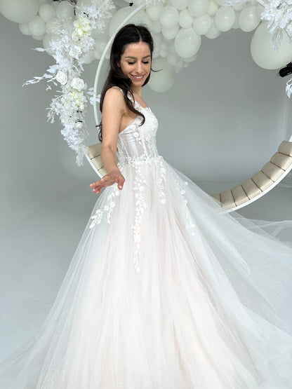 Floral Tulle Wedding Dress - Dresses Dioma