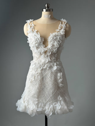 Short Floral Lace Wedding Dress Bridal Mini