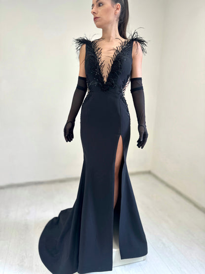 Black Lace Gothic Mermaid Gown Alternative