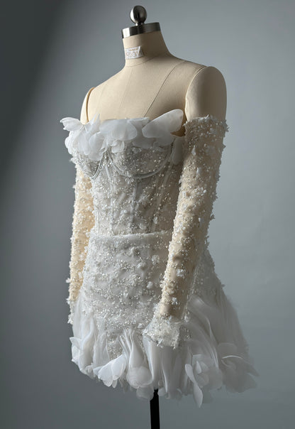 Short Floral Lace Wedding Dress Bridal Mini Chelsea