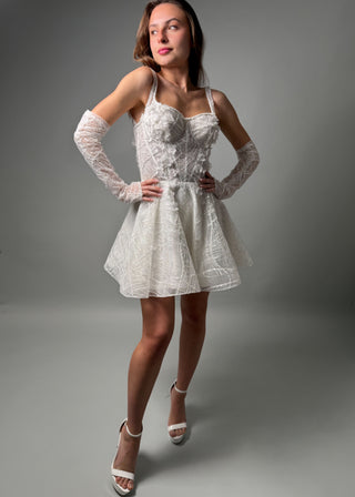 Short Lace A-line Wedding Dress Bridal Mini Daisy - Dresses Dioma