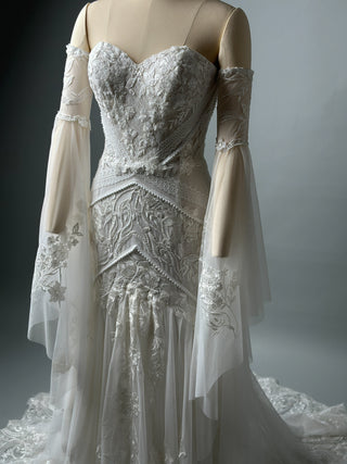 Floral Lace Gown with Long Sleeves and Mermaid silhouette