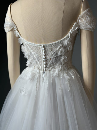 Luxury Floral Lace Wedding Dress A-line Off Shoulder