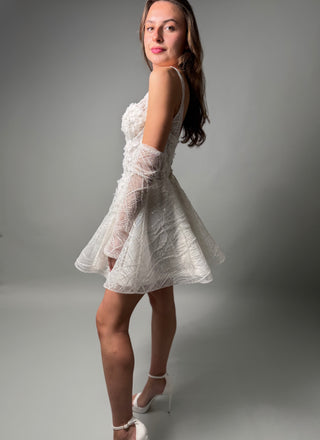Short Lace A-line Wedding Dress Bridal Mini Daisy - Dresses Dioma