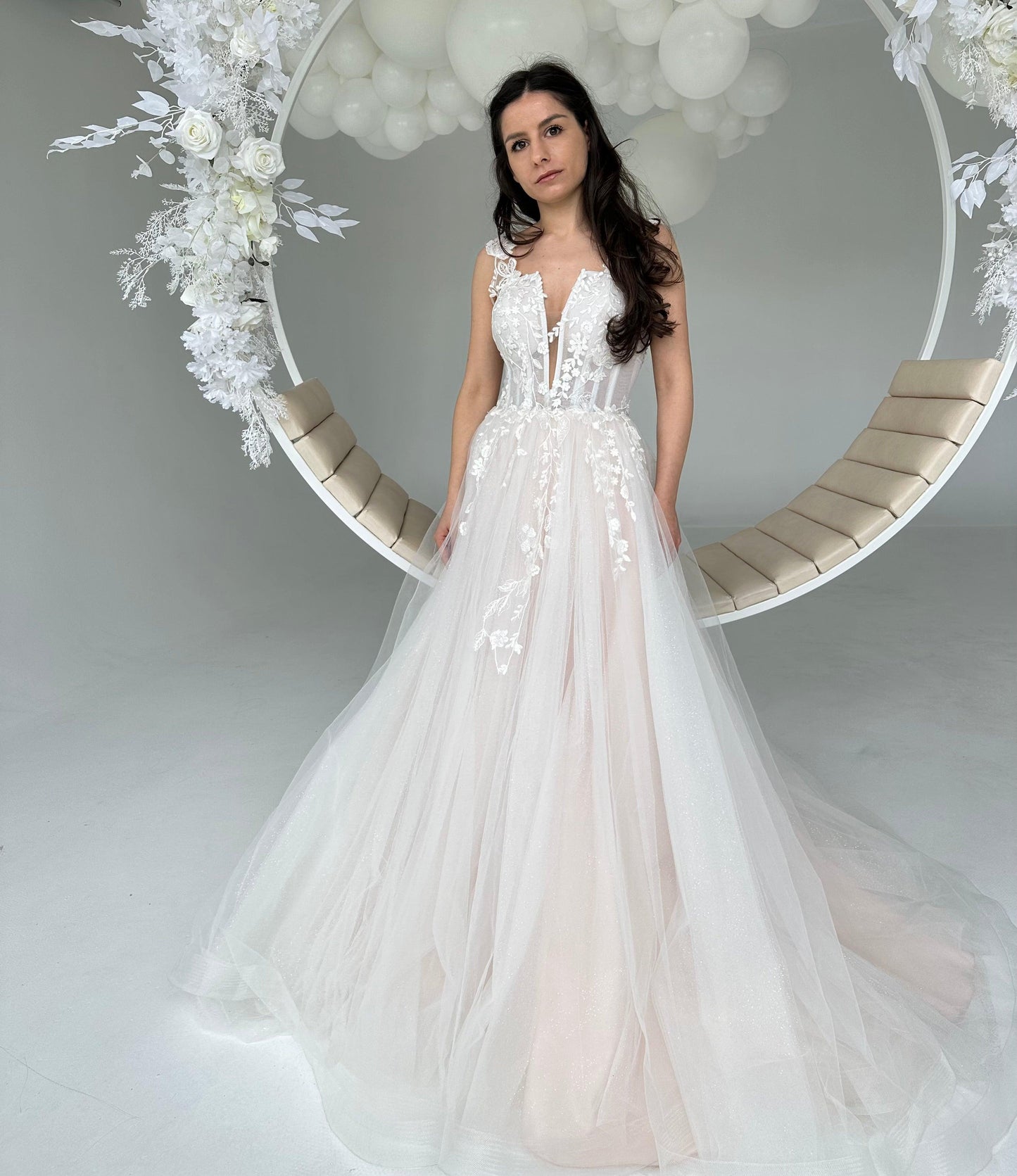 Floral Tulle Wedding Dress - Dresses Dioma