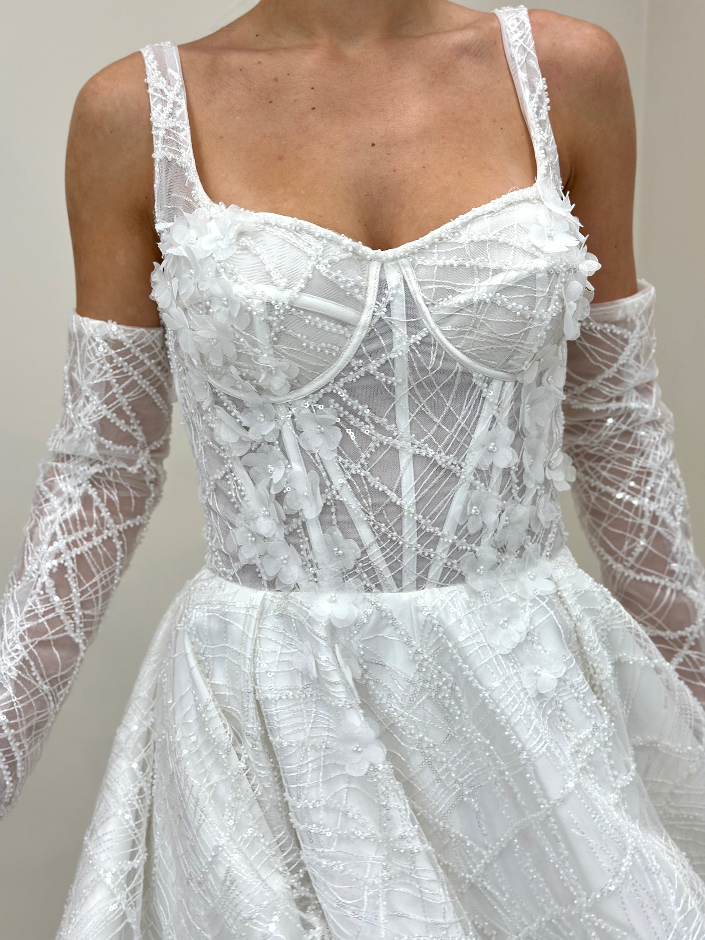 Short Lace A-line Wedding Dress Bridal Mini Daisy