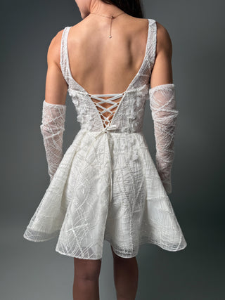 Short Lace A-line Wedding Dress Bridal Mini Daisy - Dresses Dioma