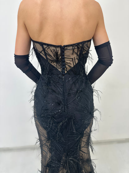 Black Lace Elegant Mermaid Trumpet Dress Amber