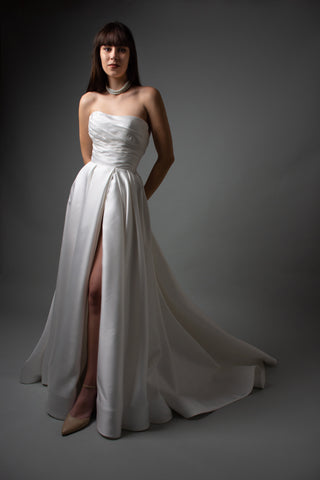 Elegant Classic Luxury Mikado A-line Wedding Dress Amelia