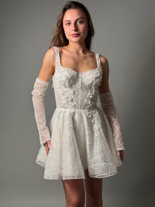 Short Lace A-line Wedding Dress Bridal Mini Daisy - Dresses Dioma