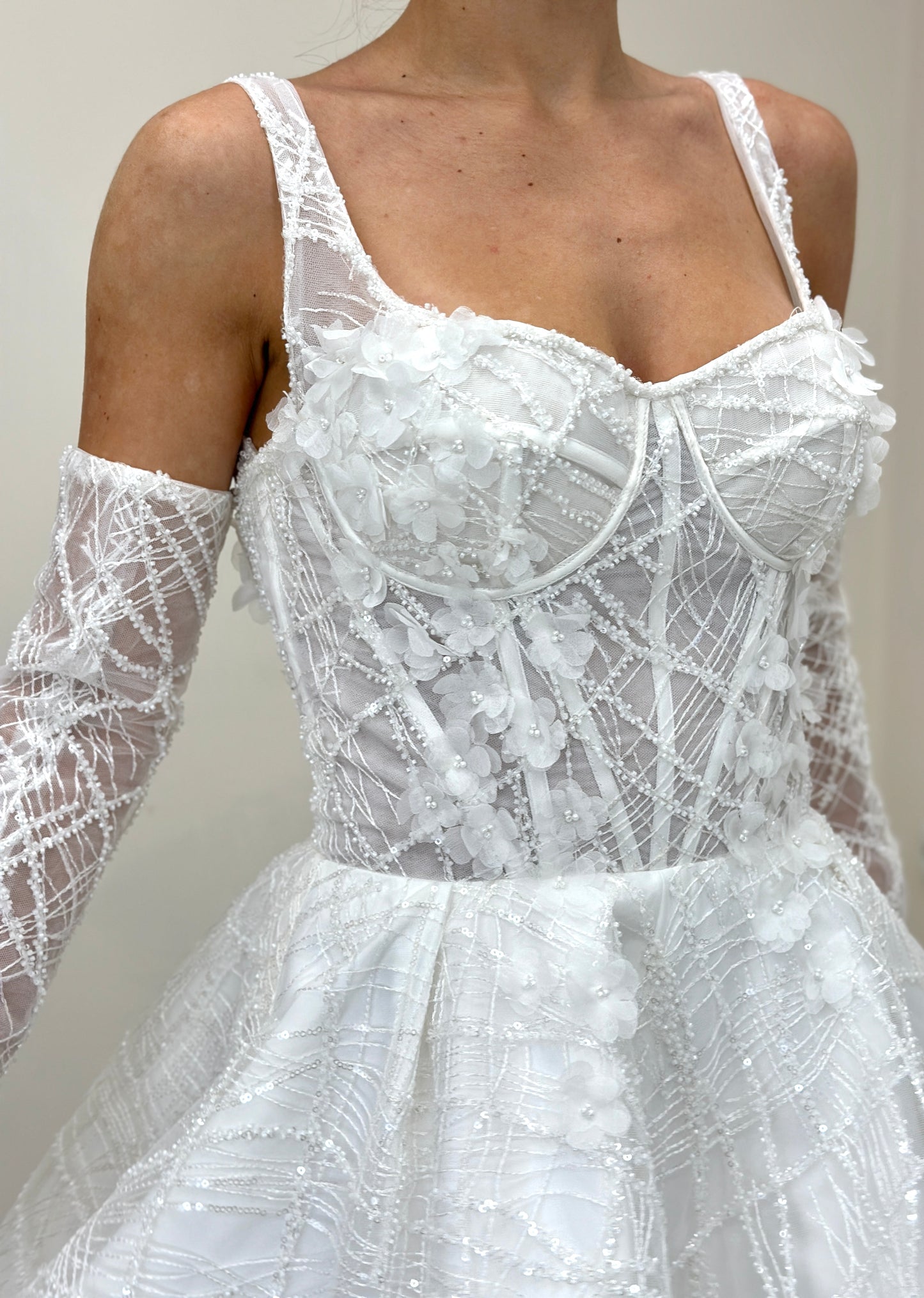 Short Lace A-line Wedding Dress Bridal Mini Daisy