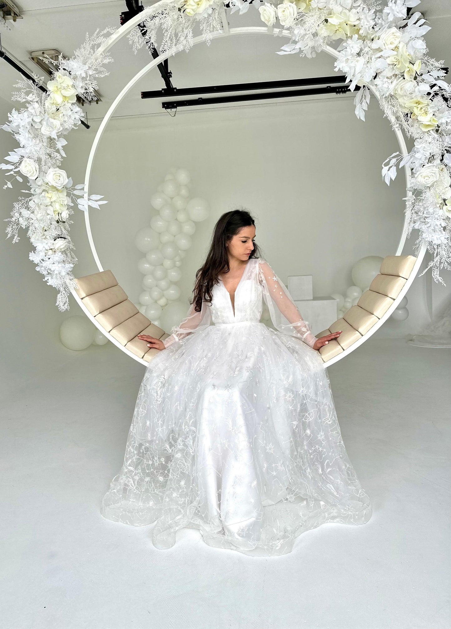 Celestial Stars Moon wedding dress with long sleeves - Dresses Dioma