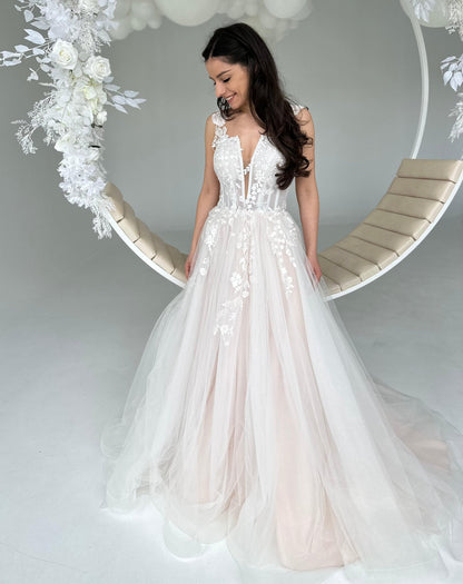 Floral Tulle Wedding Dress - Dresses Dioma