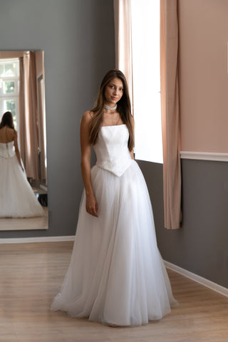 Strapless Corset Wedding Dress with Basque Waist Adelle