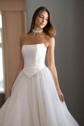 Strapless Corset Wedding Dress with Basque Waist Adelle