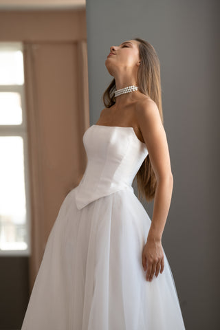 Strapless Corset Wedding Dress with Basque Waist Adelle