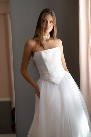 Strapless Corset Wedding Dress with Basque Waist Adelle