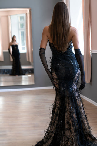 Black Lace Elegant Mermaid Trumpet Dress Amber