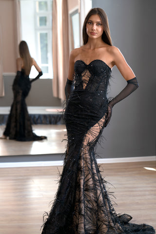 Black Lace Elegant Mermaid Trumpet Dress Amber