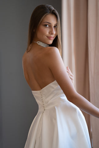 Elegant Classic Luxury Mikado A-line Wedding Dress Amelia