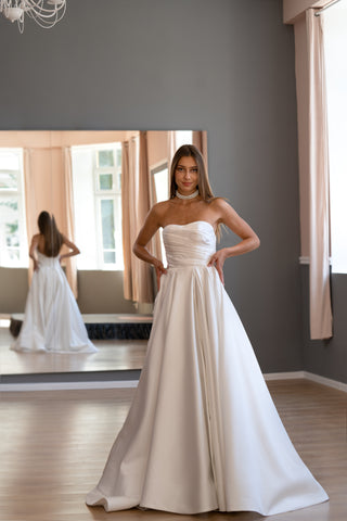 Elegant Classic Luxury Mikado A-line Wedding Dress Amelia