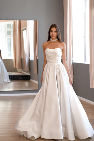 Elegant Classic Luxury Mikado A-line Wedding Dress Amelia