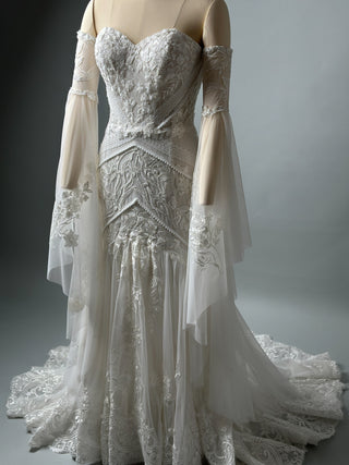 Floral Lace Gown with Long Sleeves and Mermaid silhouette