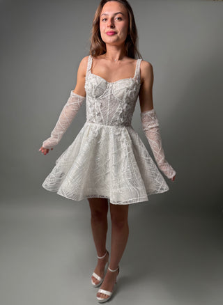 Short Lace A-line Wedding Dress Bridal Mini Daisy - Dresses Dioma