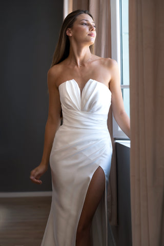 Elegant Mermaid Mikado Wedding Dress Belle with Detachable Train