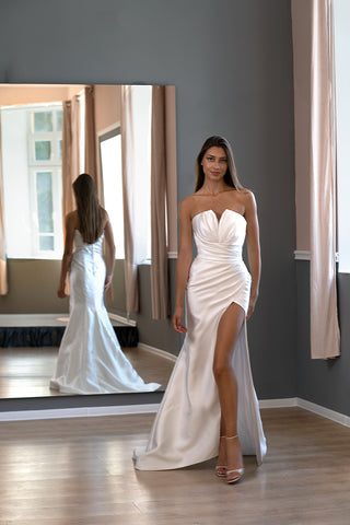Elegant Mermaid Mikado Wedding Dress Belle with Detachable Train