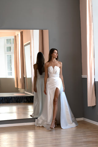 Elegant Mermaid Mikado Wedding Dress Belle with Detachable Train