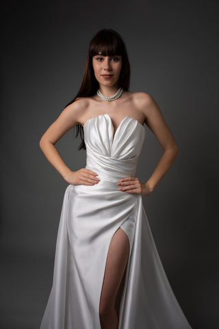 Elegant Mermaid Mikado Wedding Dress Belle with Detachable Train