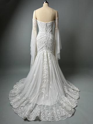 Floral Lace Gown with Long Sleeves and Mermaid silhouette