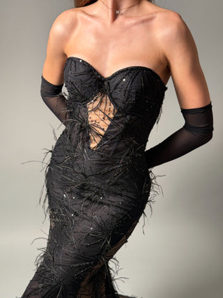 Black Lace Elegant Mermaid Trumpet Dress Amber - Dresses Dioma