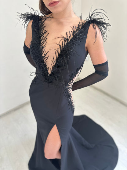 Black Lace Gothic Mermaid Gown Alternative