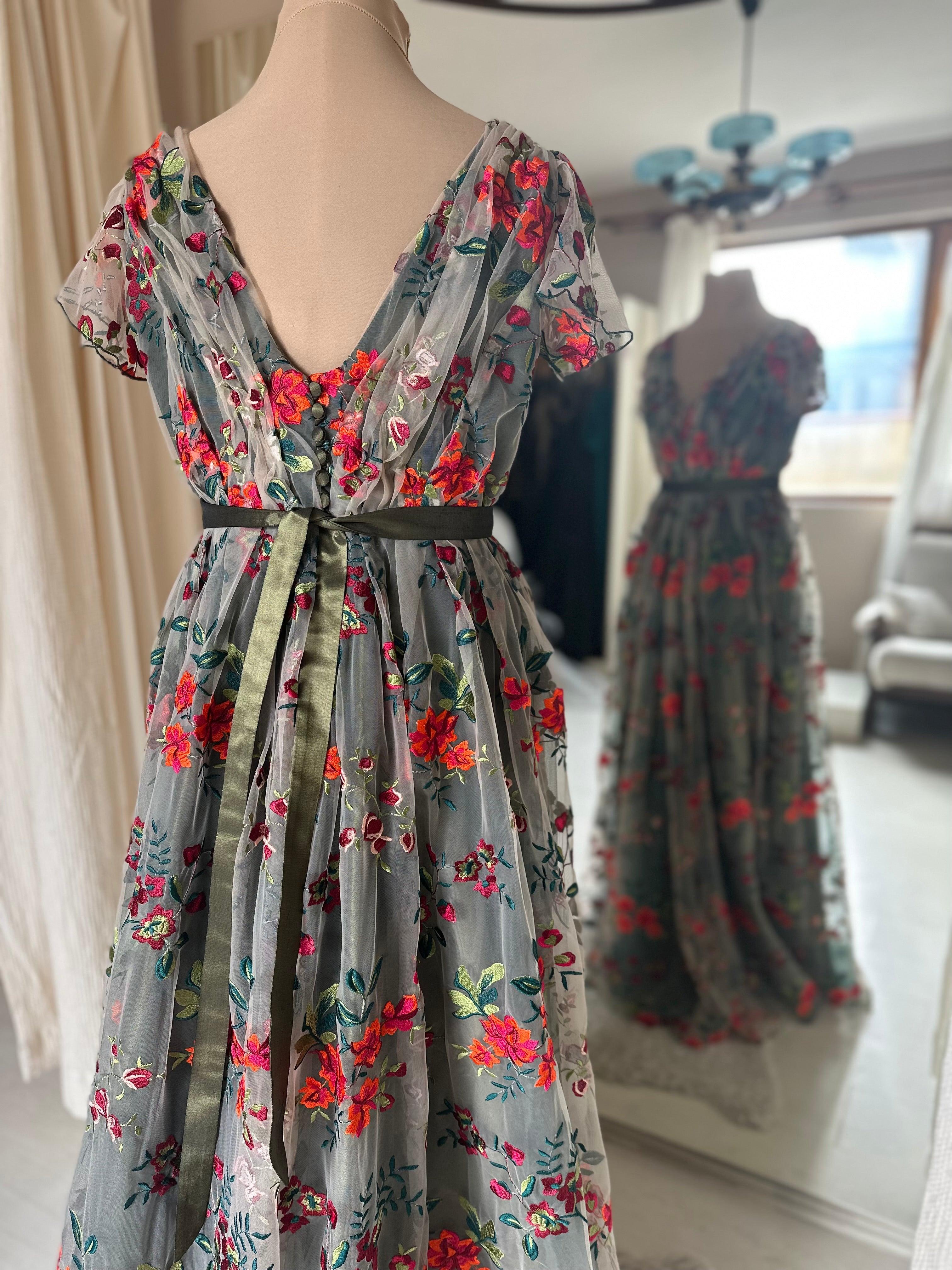 Floral emerald green on sale dress